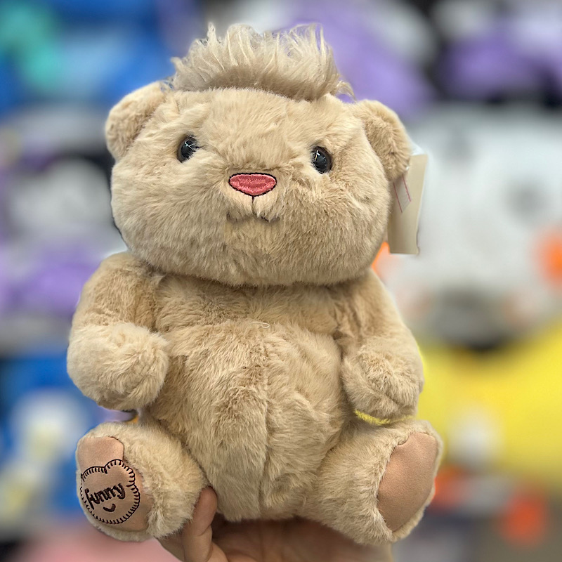 عکس اصلی عروسک خرس قهوه ای دو چهره، سر چرخشی ارتفاع 23 سانتی متر