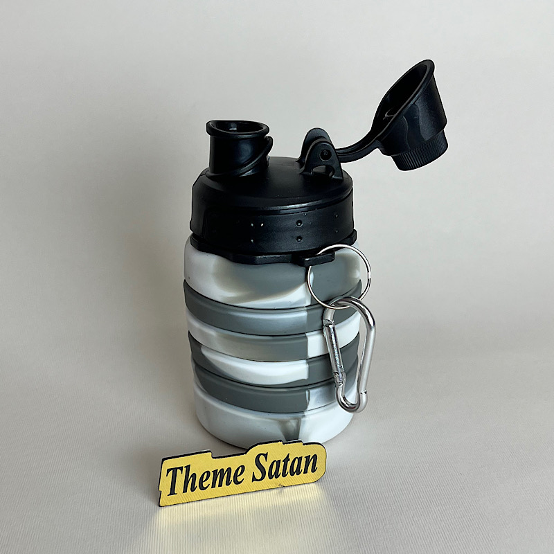 عکس شماره:1 , قمقمه سیلیکونی تاشو سفید مشکی