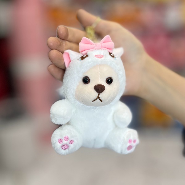 عکس اصلی جاکلیدی و آویز عروسکی خرس لباس دار کد 810