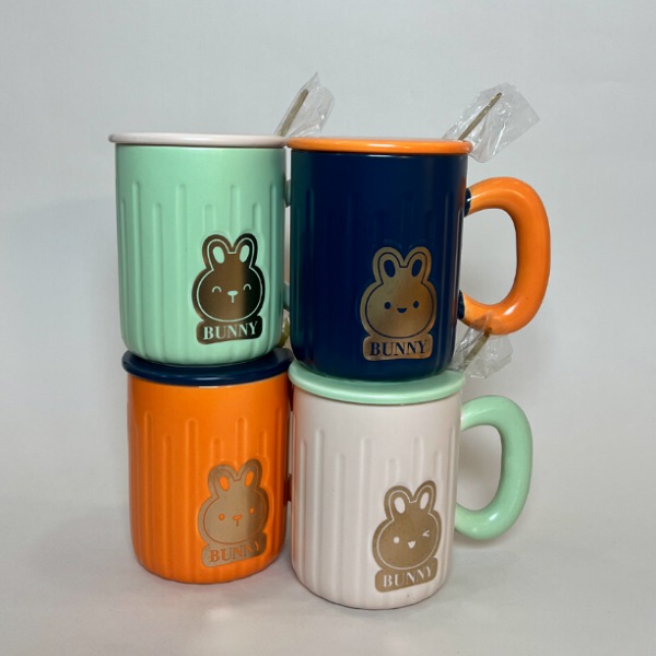 عکس اصلی ماگ سرامیکی طرح خرگوشی درب دار کد 981